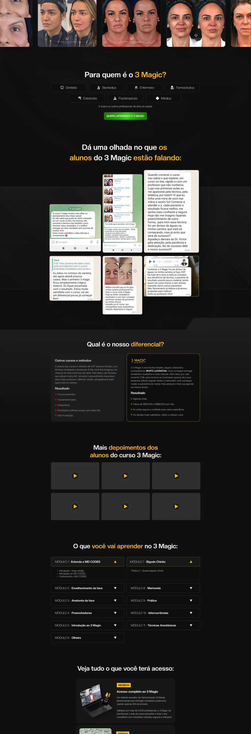 Sales page for the 3 Magic course