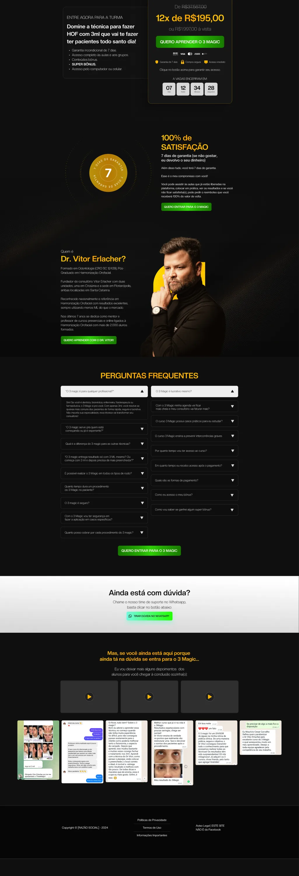 Sales page for the 3 Magic course