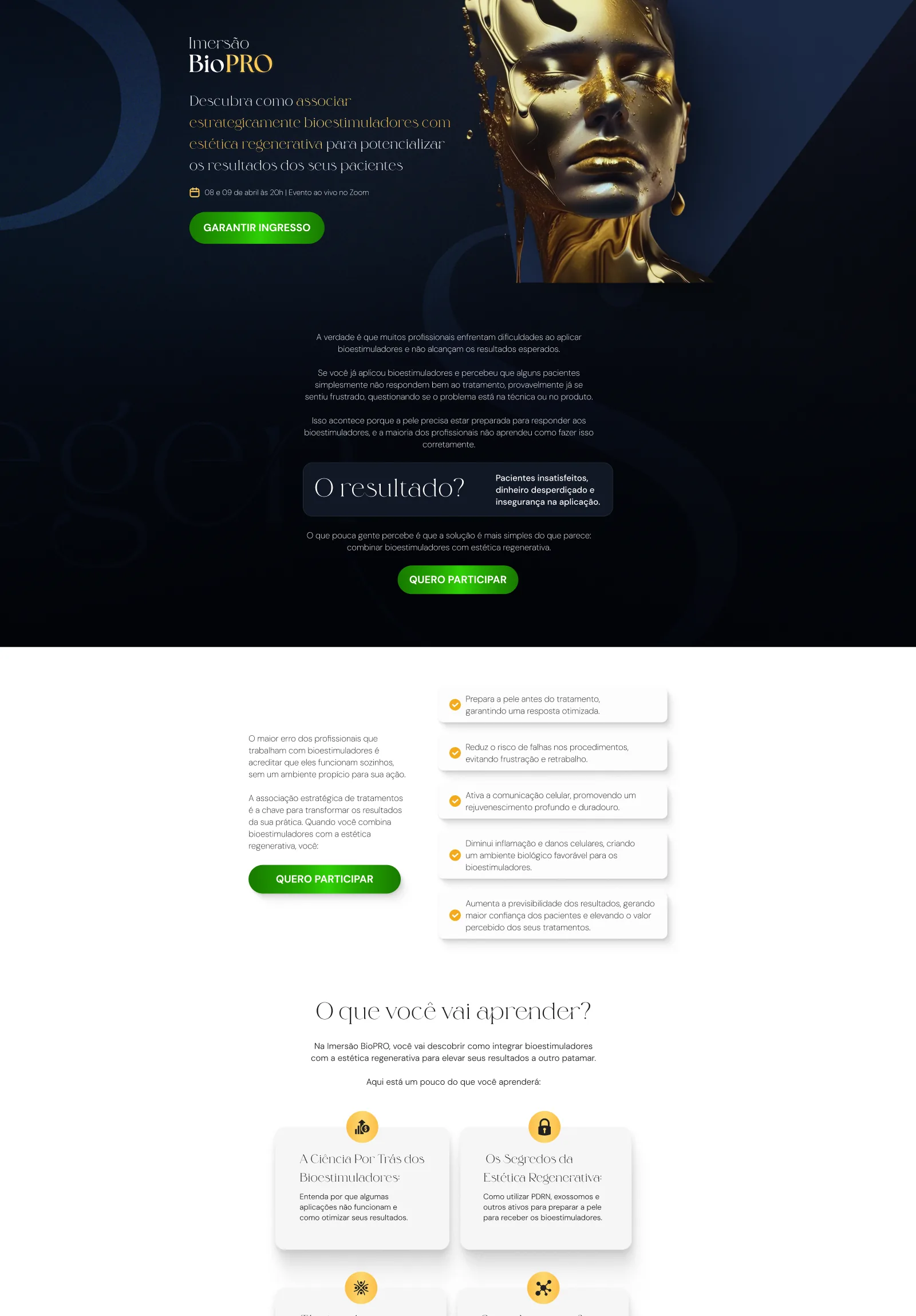 Sales page for Imersão BioPro
