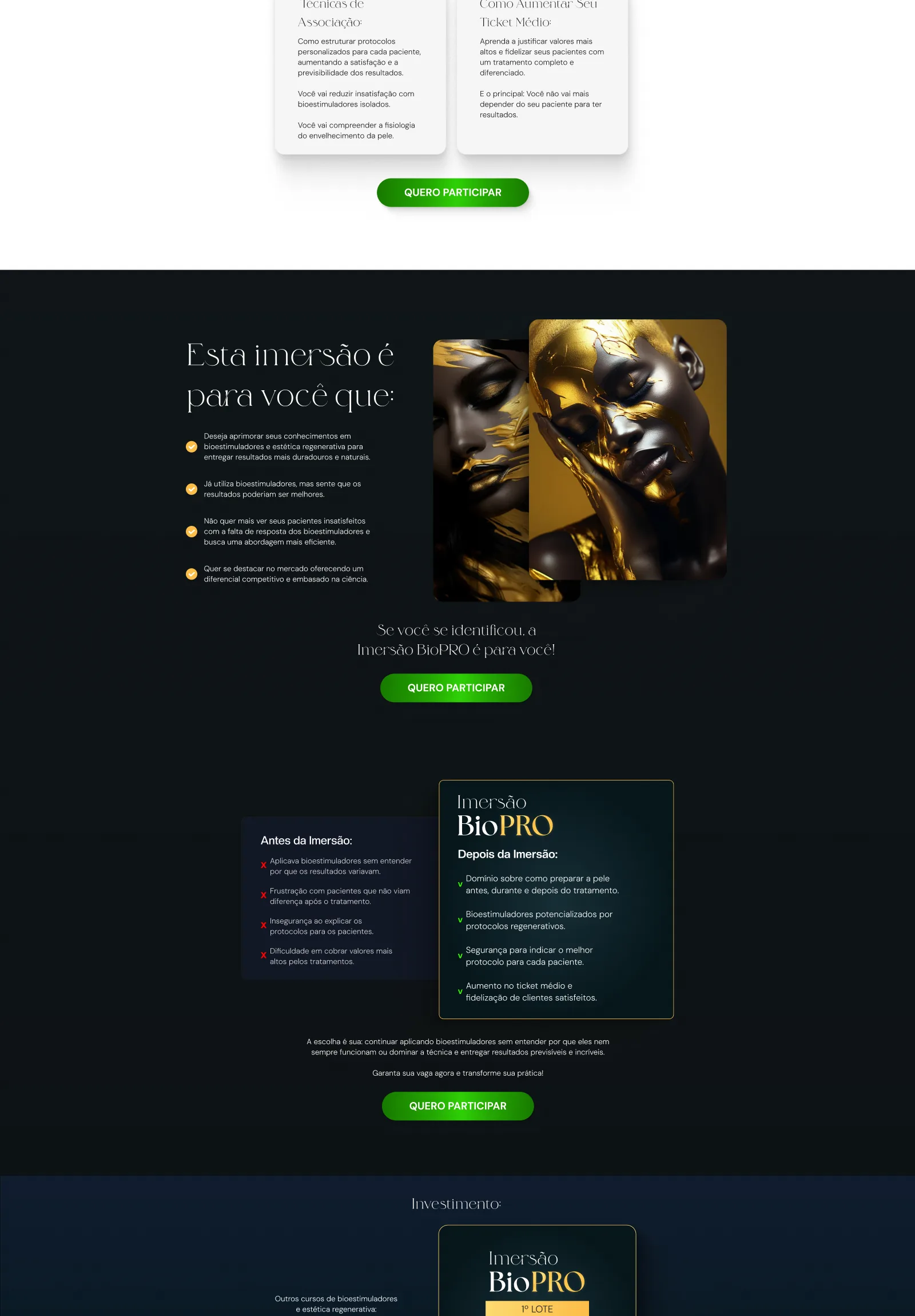 Sales page for Imersão BioPro